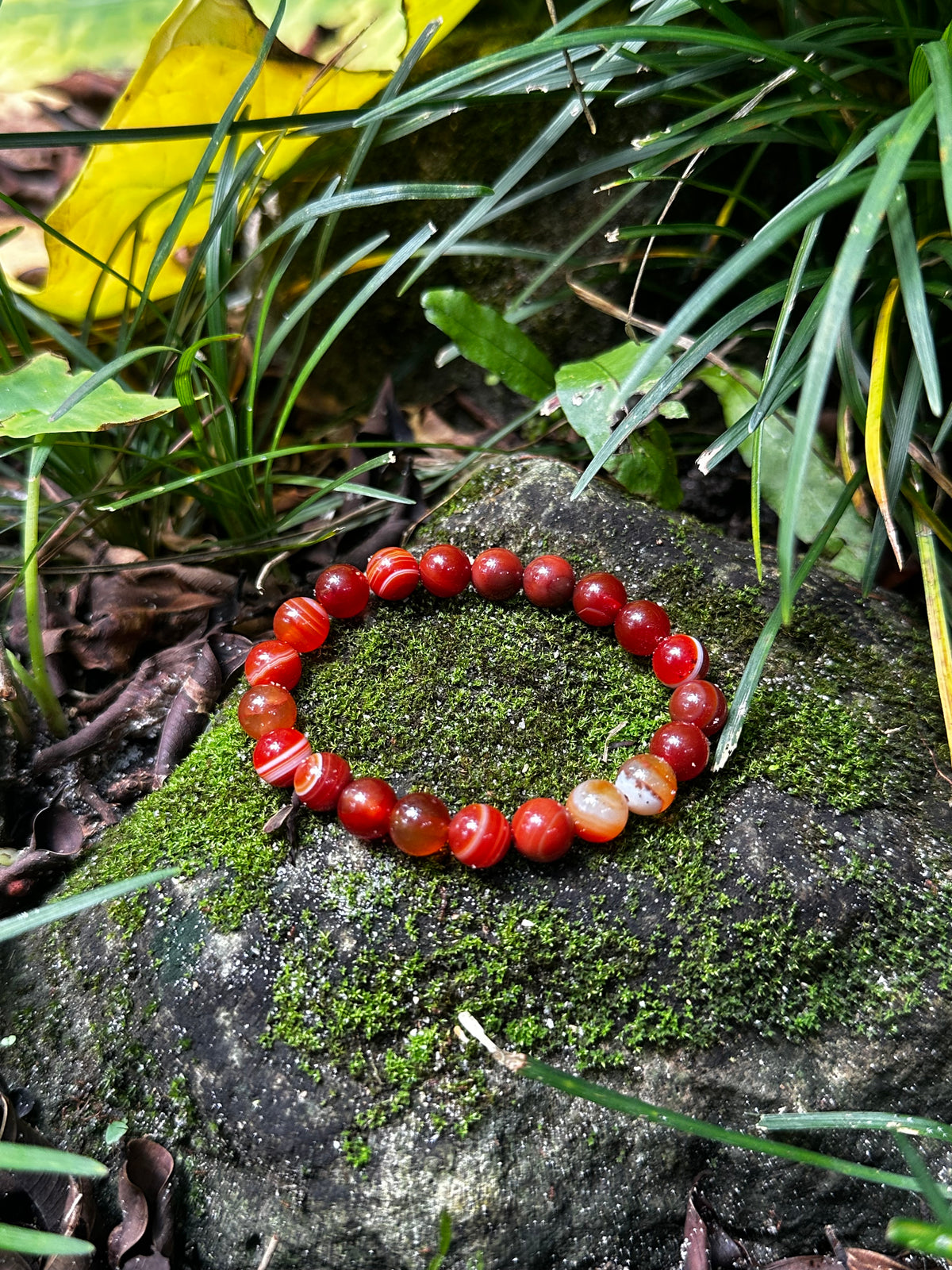 Red Orange Agate 8mm Bracelet — Vitality & Courage